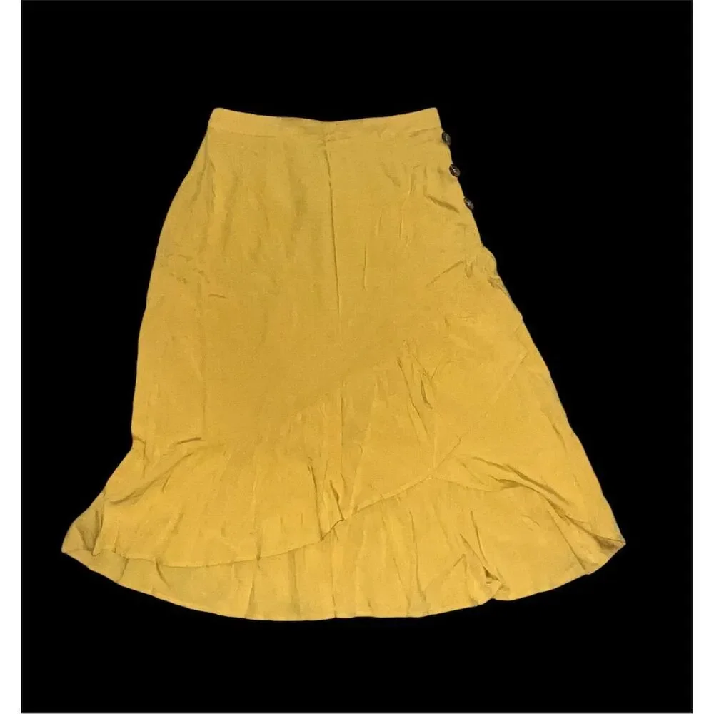 Allegrace Women's Vintage Yellow A-Line Skirt M Knee Length Casual